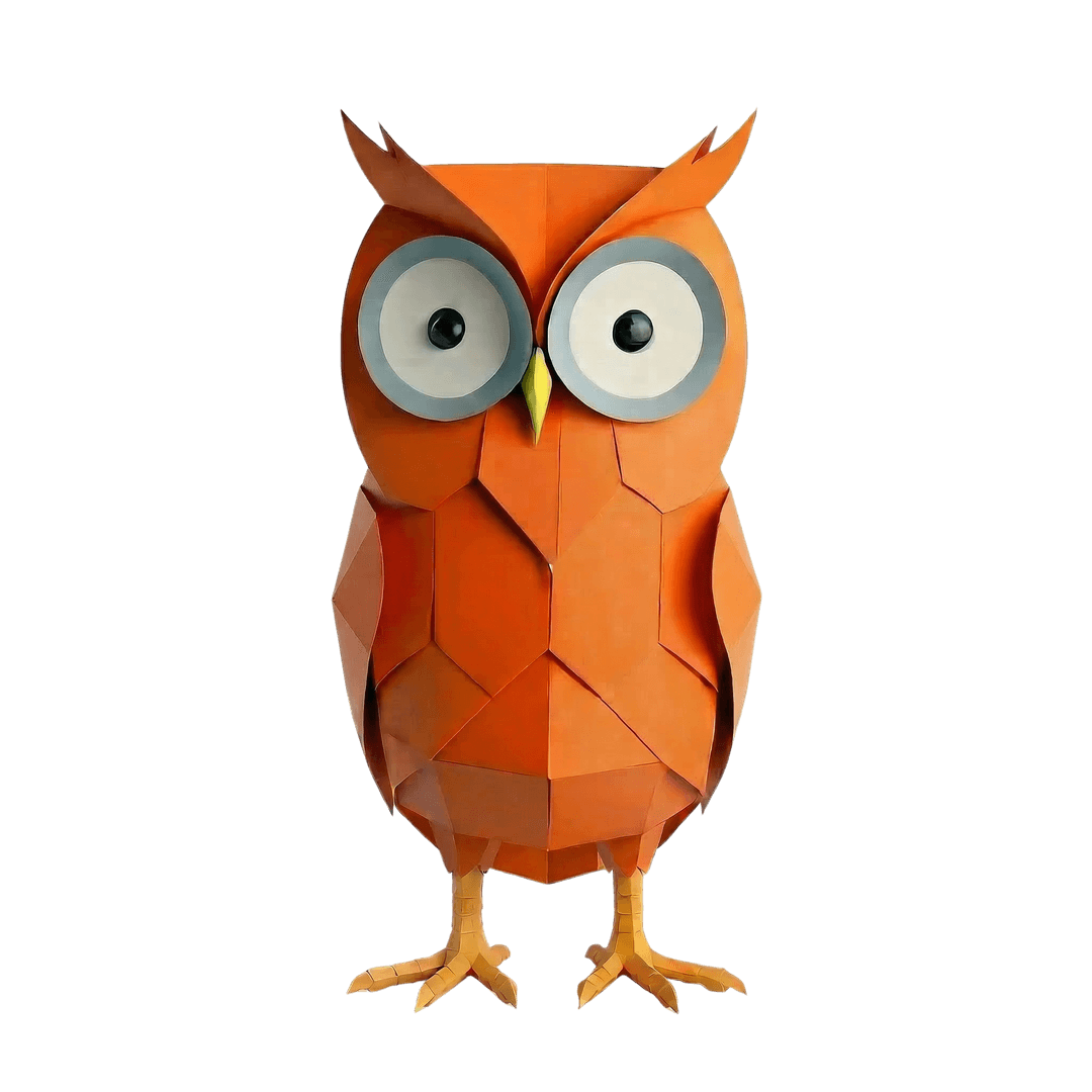 Mascotte van Oranje Uil — papercraft uil.